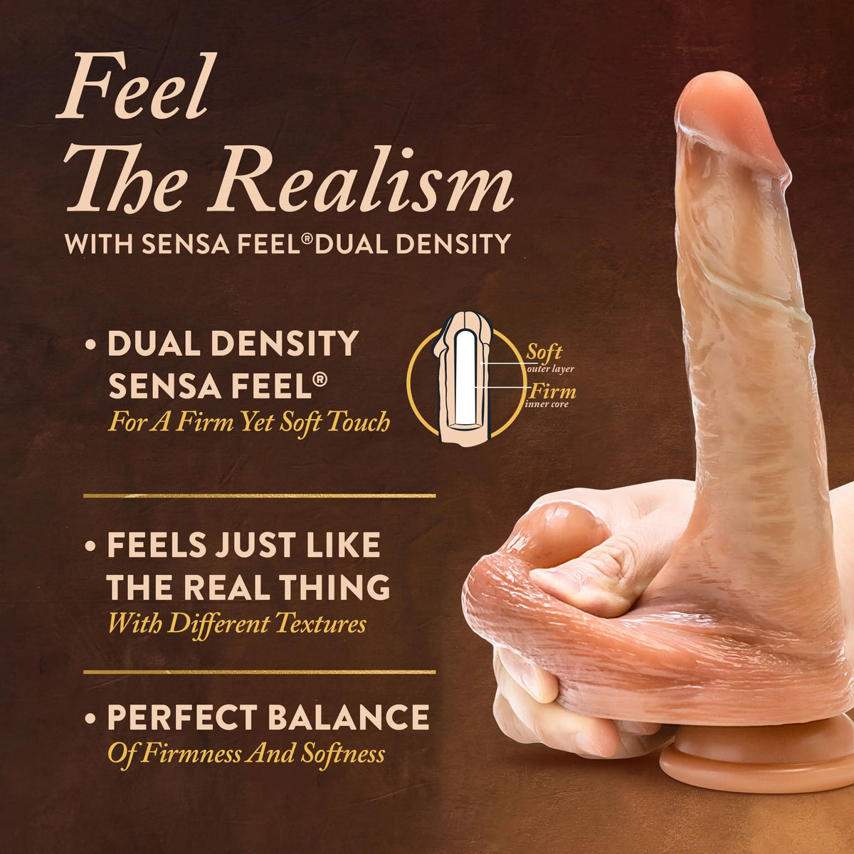 Renaissance - Davinci - 8 Inch Sliding Foreskin Dildo With Squeezable Balls - Tan – body-safe materials | Fu'Cha Exotics