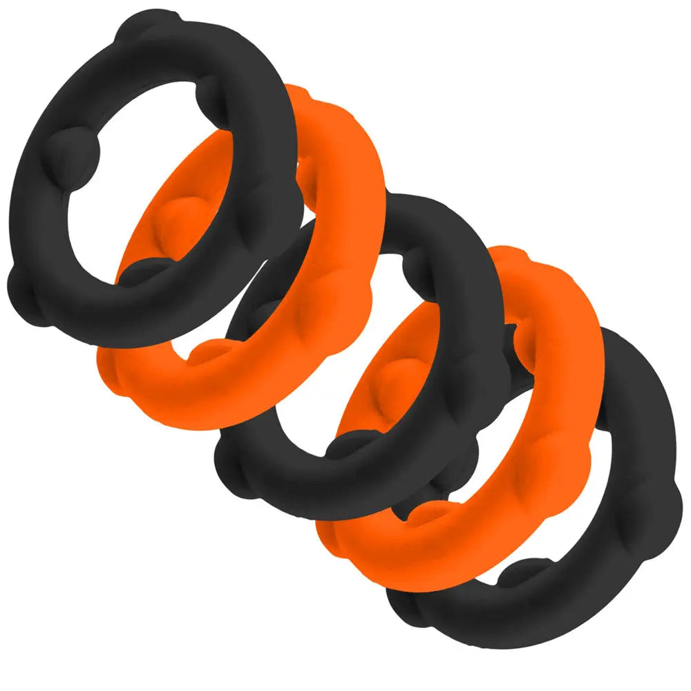 Gearheads 5 Pack Spinner Rings - Orange Black – body-safe materials | Fu'Cha Exotics