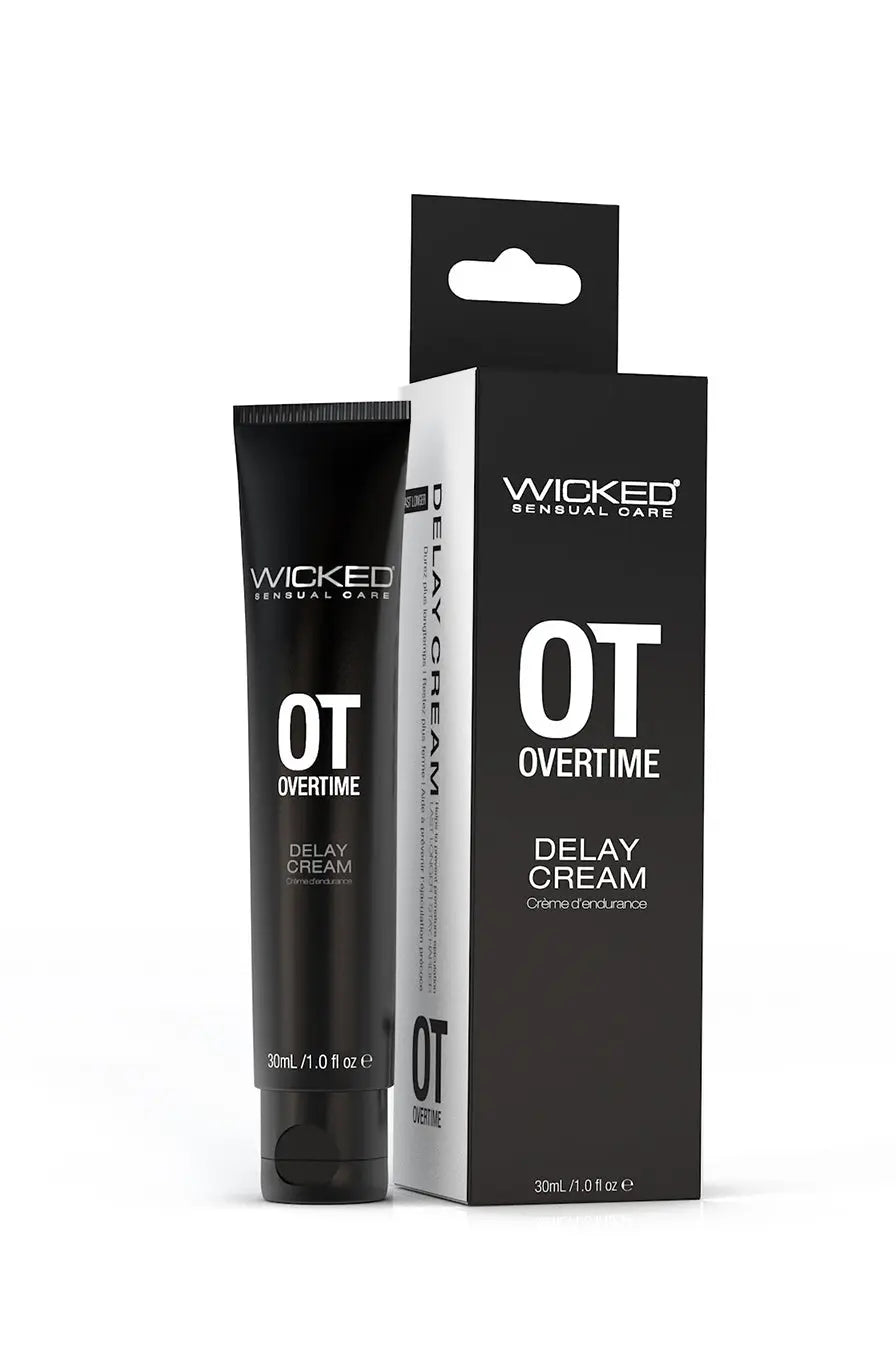 Overtime delay cream tube and box, black packaging
