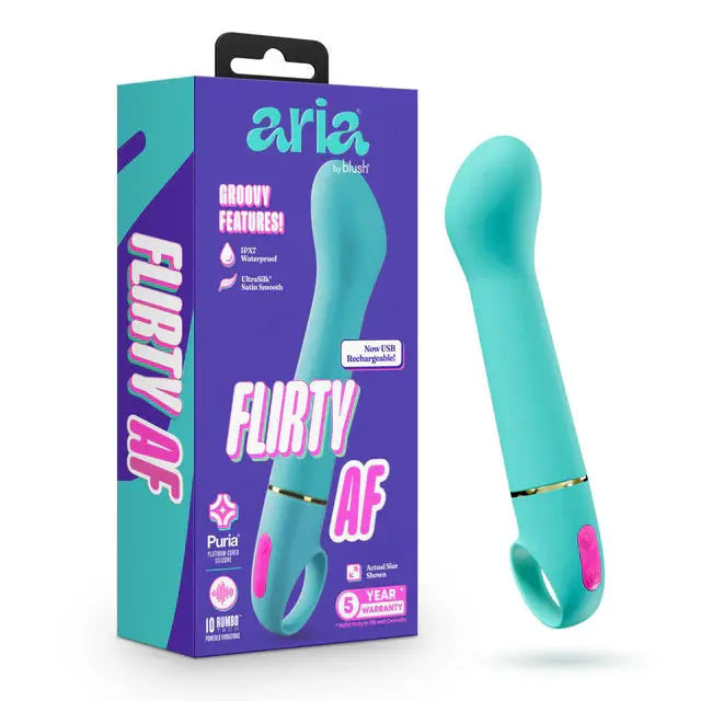 Aria - Flirty Af 2.0 - Rechargeable Vibe - Teal – body-safe silicone 10 vibration modes | Fu'Cha Exotics