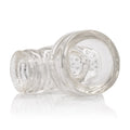 Transparent massage accessory head with suction cup and nozzle