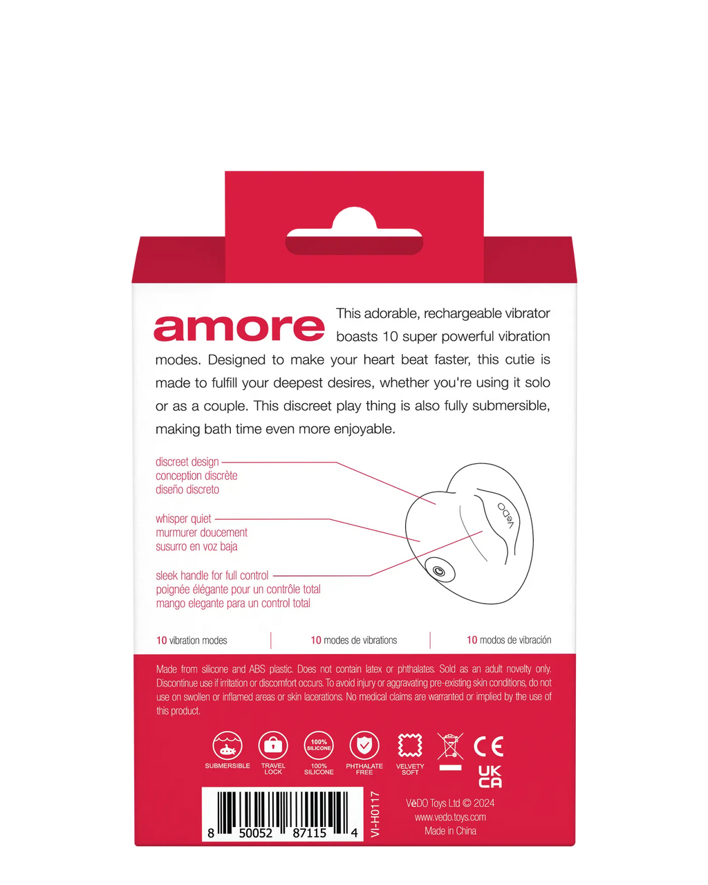 Amore Rechargeable Pleasure Vibe - Red – body-safe materials | Fu'Cha Exotics