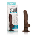 Brown waterproof shower stud with textured shaft and wide suction base