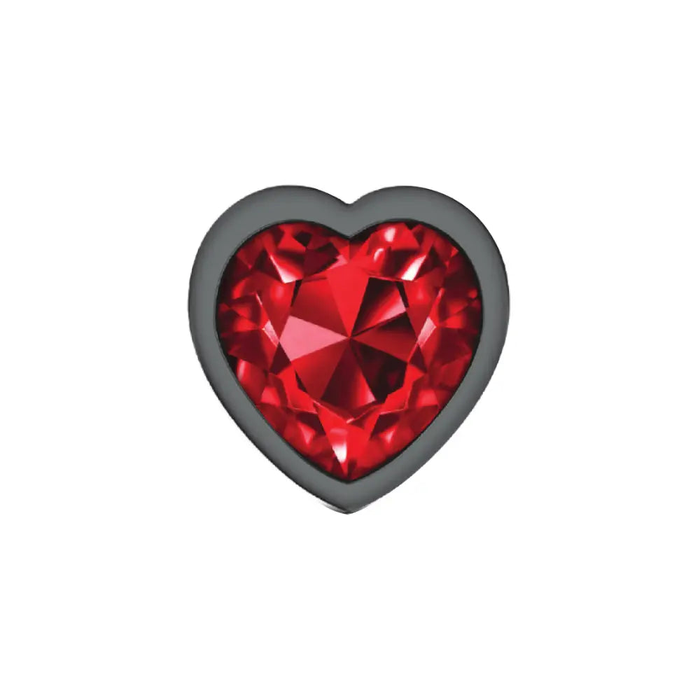 Deep Red Heart Gem Gunmetal Metal Plug - Lg – body-safe materials | Fu'Cha Exotics