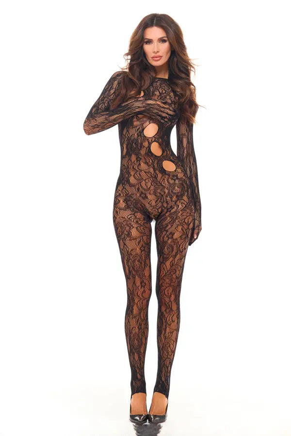 Split Up Lace Bodystocking - Black - Os – nylon | Fu'Cha Exotics