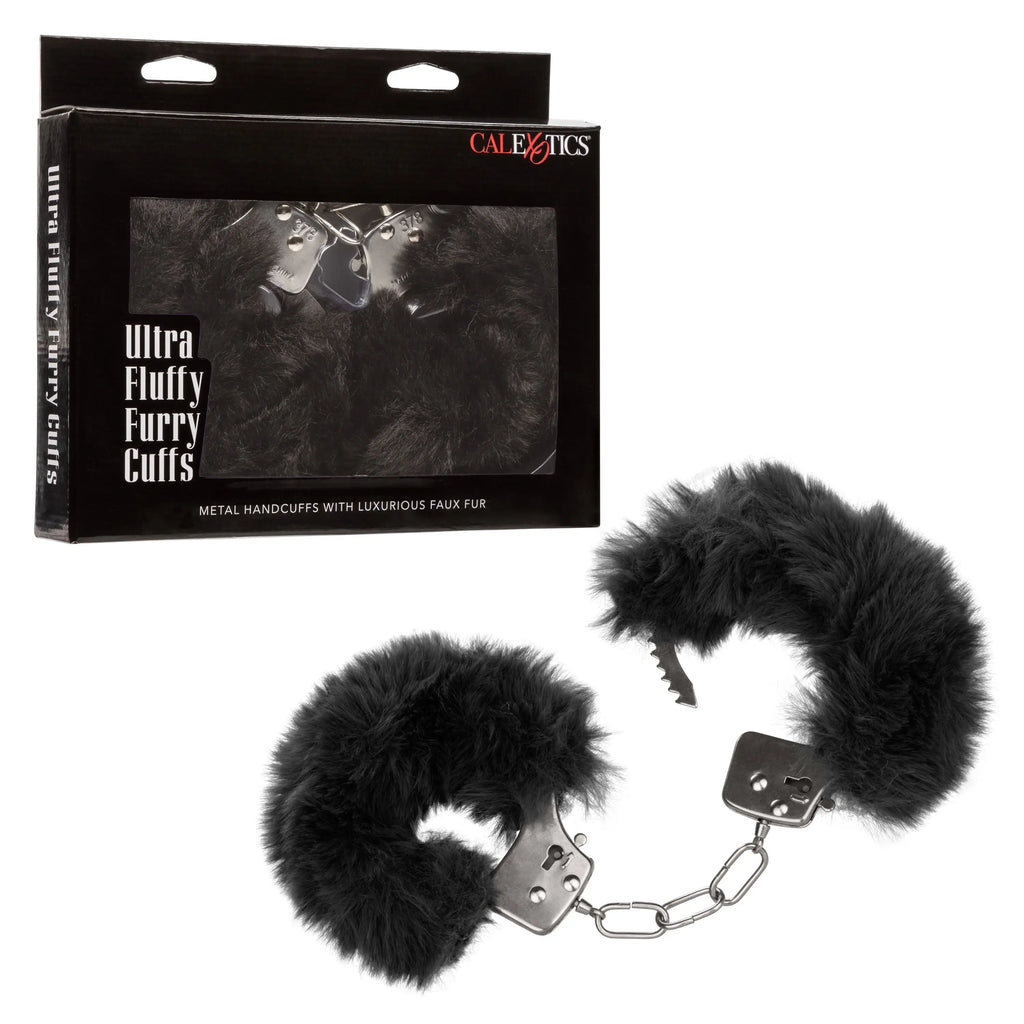 Ultra Fluffy Furry Cuffs - Black – body-safe materials adjustable intensity | Fu'Cha Exotics