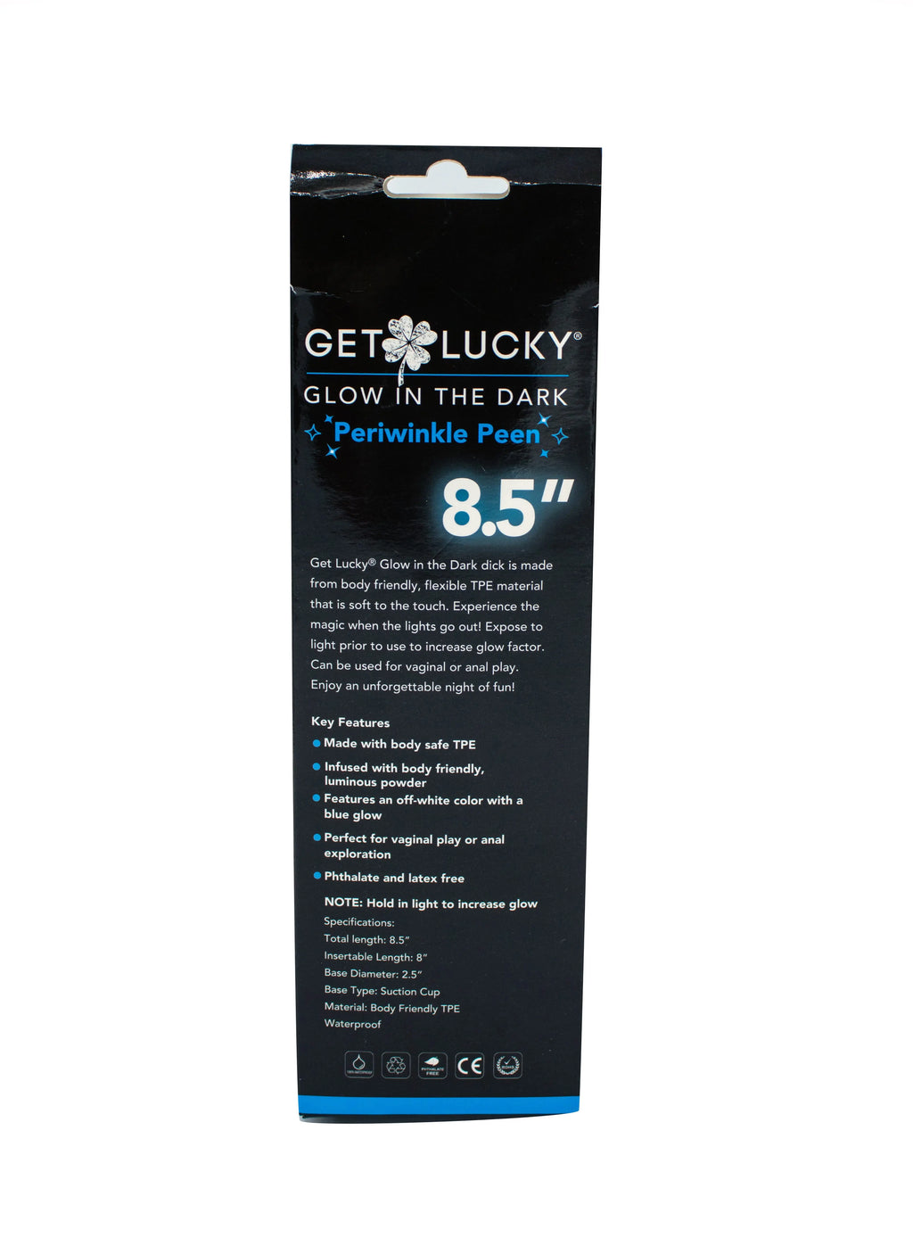 Glow-in-the-Dark Periwinkle Peen Dildo 8.5" – body-safe materials | Fu'Cha Exotics