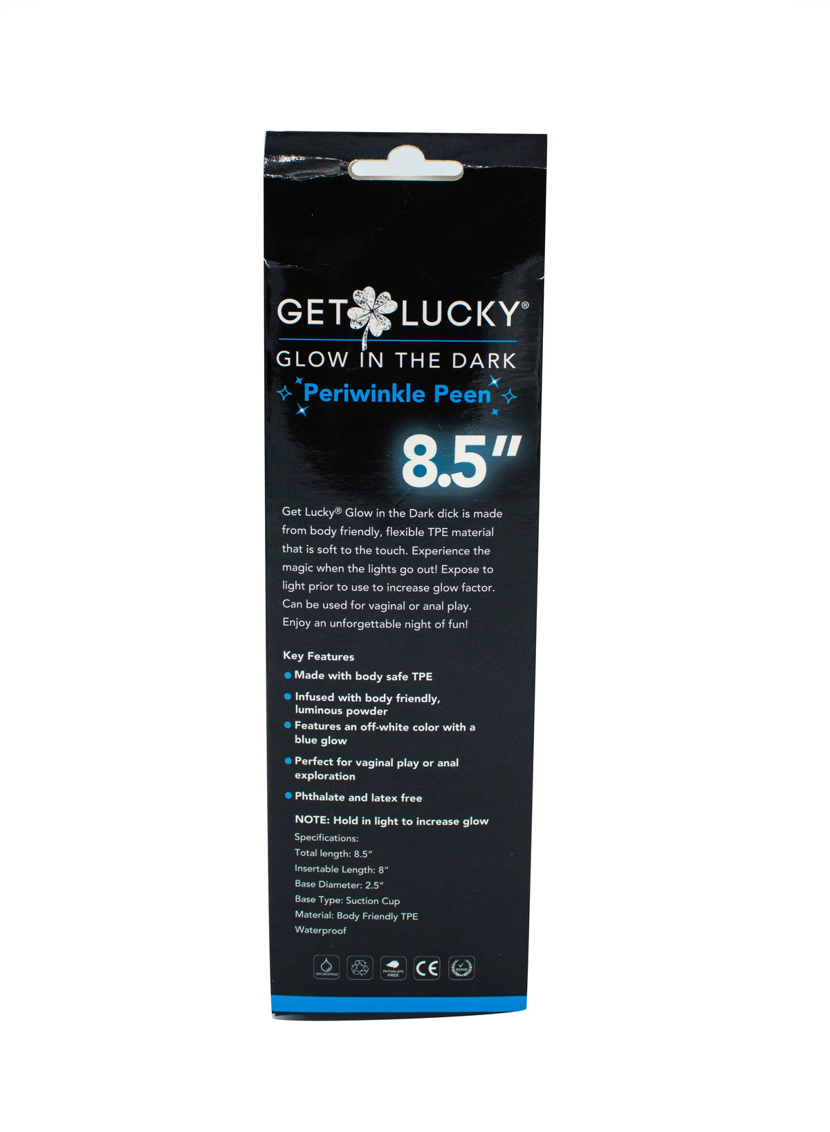 Glow-in-the-Dark Periwinkle Peen Dildo 8.5" – body-safe materials | Fu'Cha Exotics