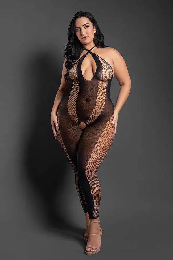 Make Your Move Footless Open Crotch Bodystocking - Queen - Black – body-safe materials | Fu'Cha Exotics