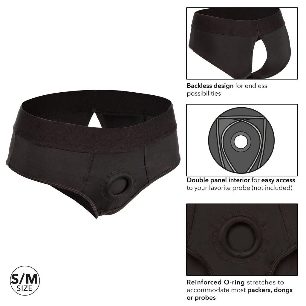 Boundless Backless Brief - S/m - Black – body-safe materials | Fu'Cha Exotics