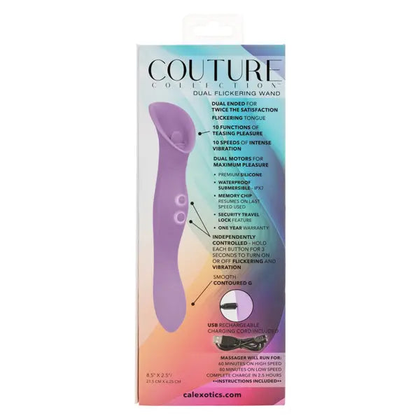 Couture Collection Dual Flickering Wand - Purple – body-safe silicone fully waterproof | Fu'Cha Exotics