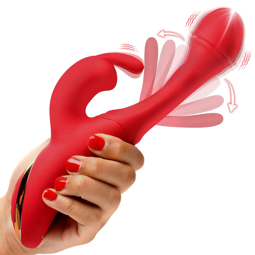 Rabbit Flick Flicking Silicone Rabbit Vibrator - Red – body-safe materials | Fu'Cha Exotics