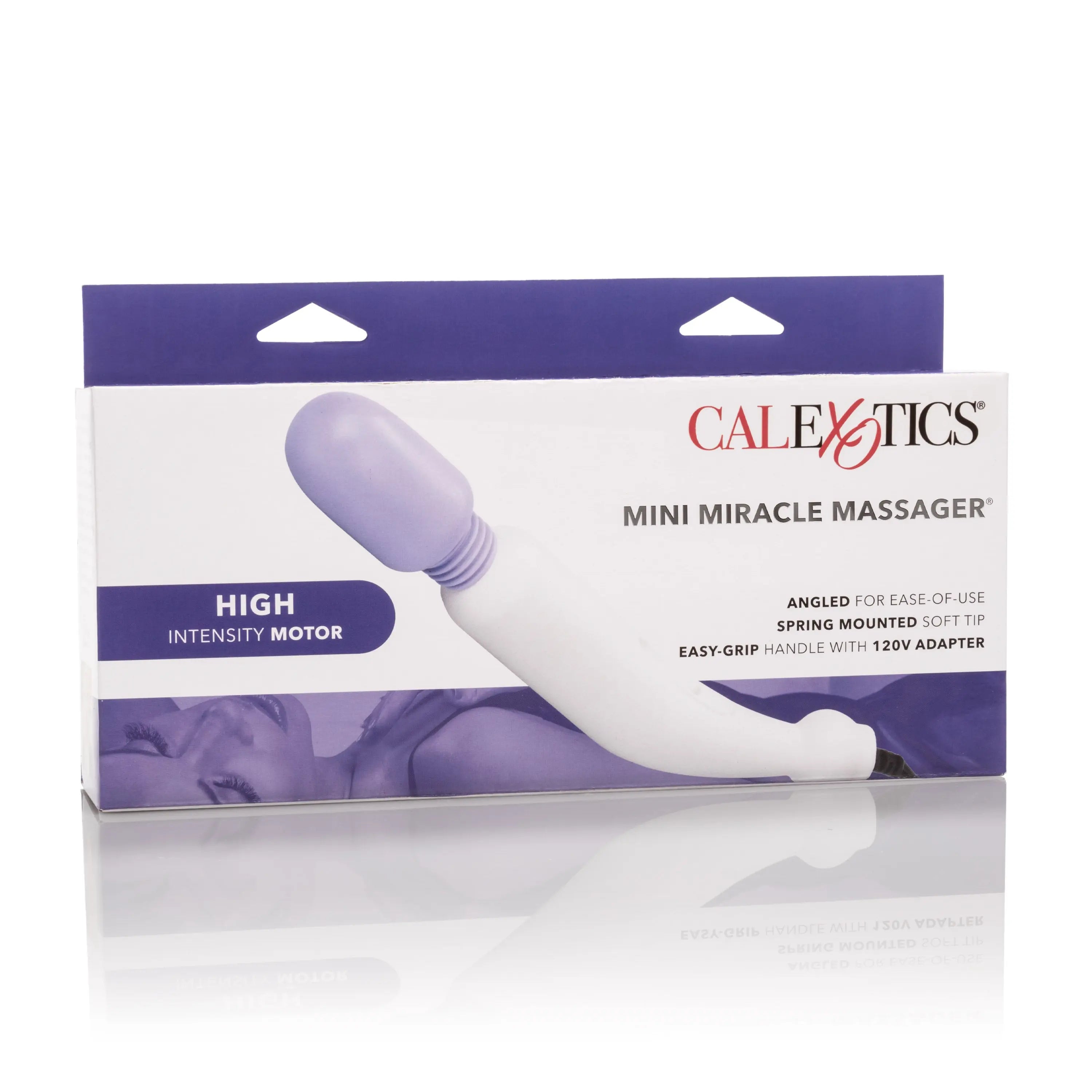 Handheld Mini Miracle Massager, lavender angled head on handle