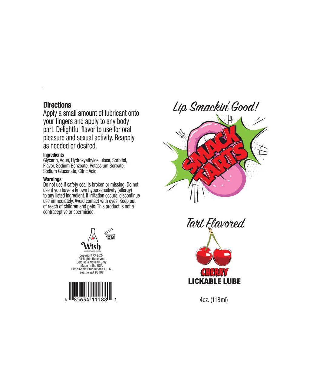 Smack Tarts 4oz Lickable Flavored Lubricant-Cherry – body-safe materials | Fu'Cha Exotics