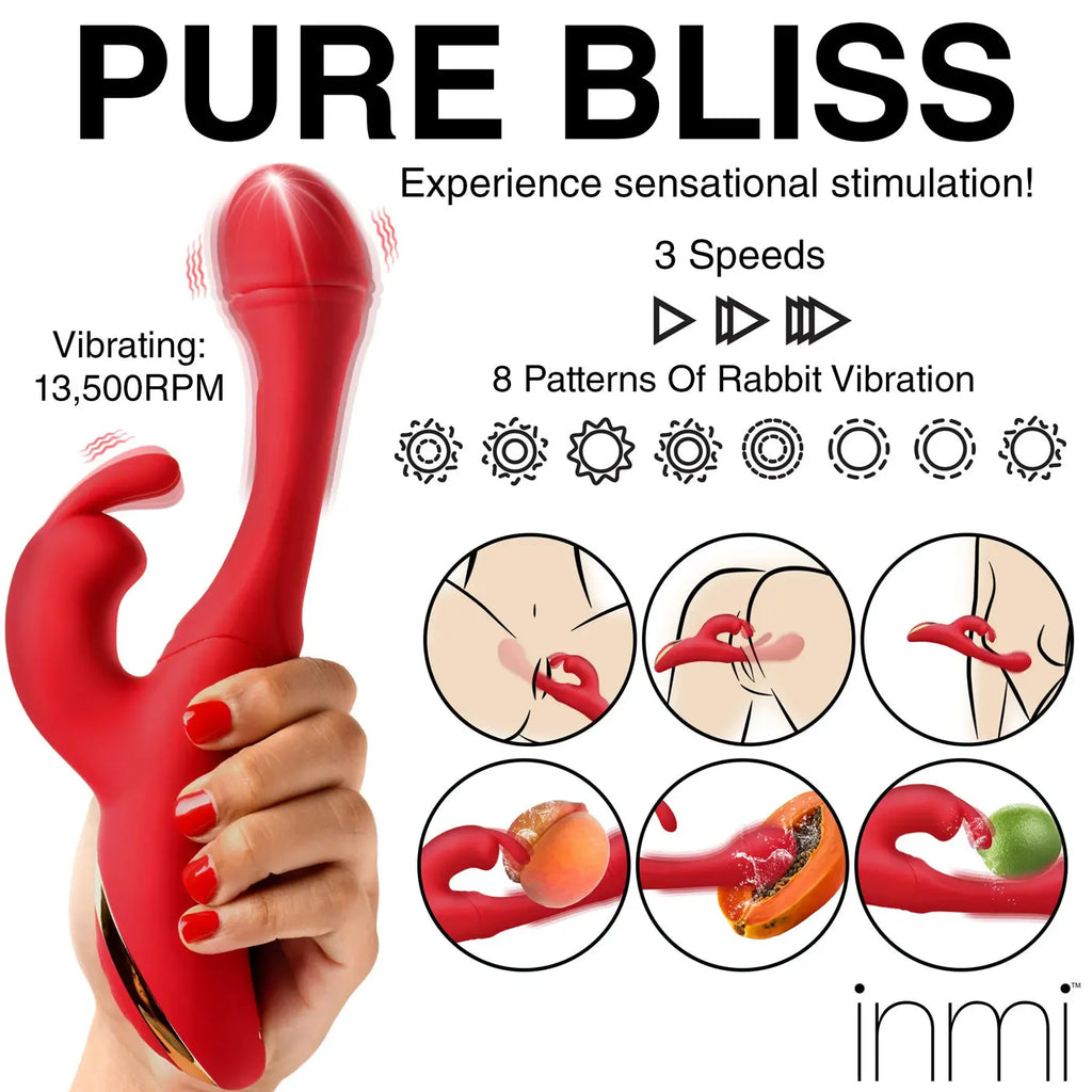 Rabbit Flick Flicking Silicone Rabbit Vibrator - Red – body-safe materials | Fu'Cha Exotics