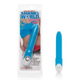 Blue waterproof silicone vibrating wand with 3-speed button and silver base
