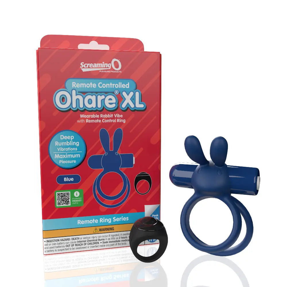 Screaming O Remote Controlled Ohare XL Vibrating Ring - Blue – body-safe materials | Fu'Cha Exotics