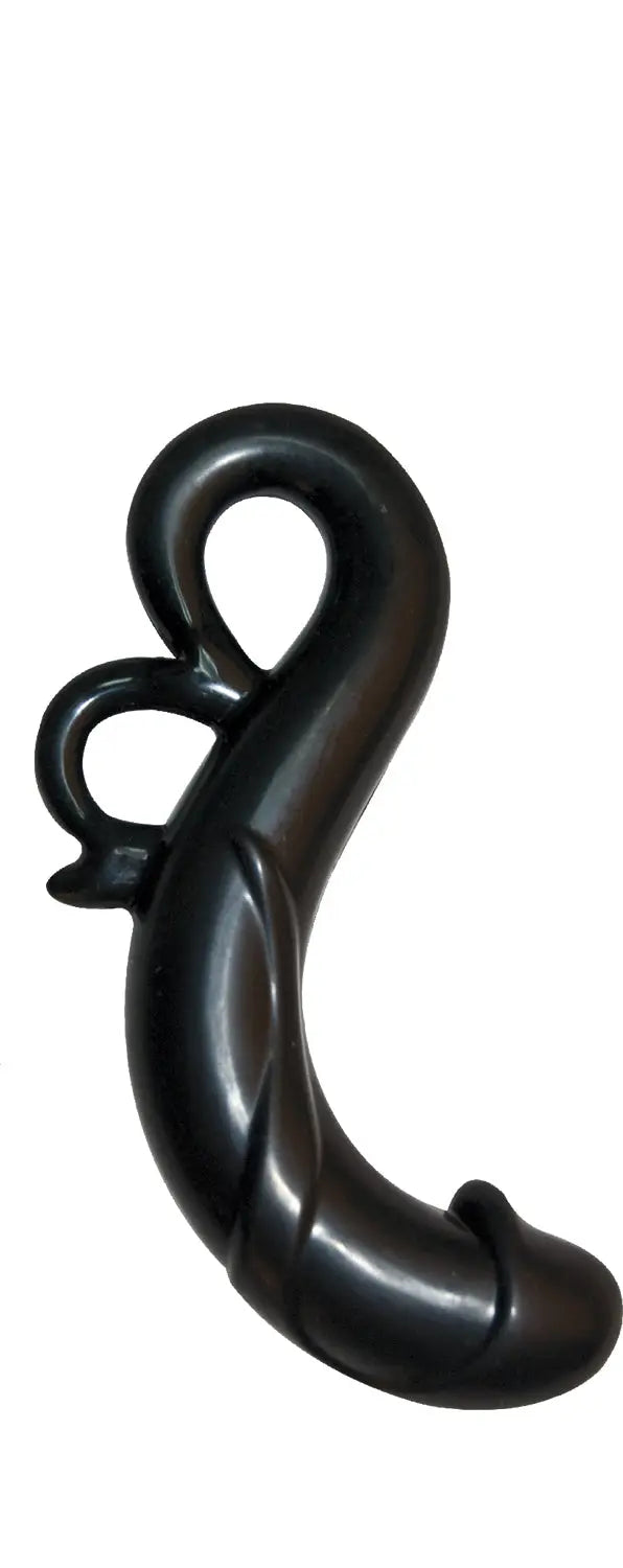 Black curled dragon-shaped ornament with looped tail