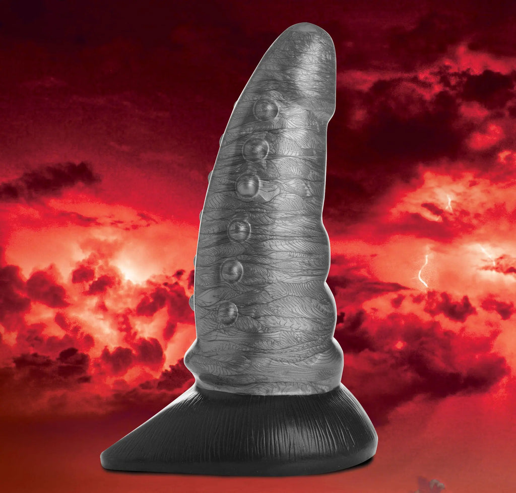 Beastly Tapered Bumpy Silicone Dildo - Silver – body-safe silicone thrusting action | Fu'Cha Exotics