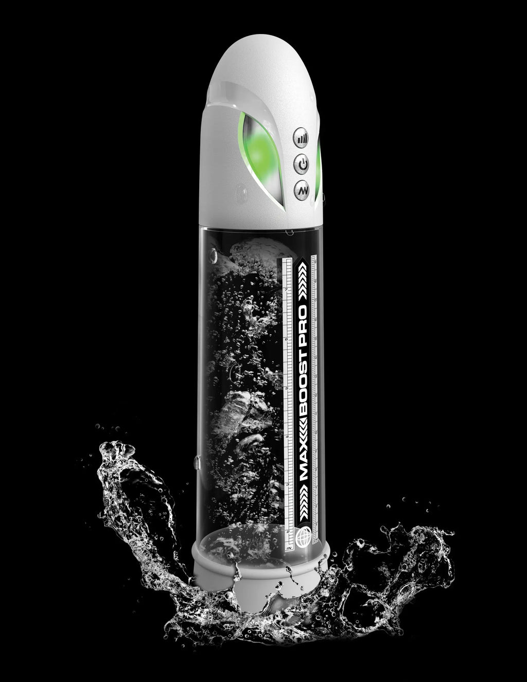 Max Boost Pro Flow - White/clear – body-safe silicone USB-rechargeable | Fu'Cha Exotics