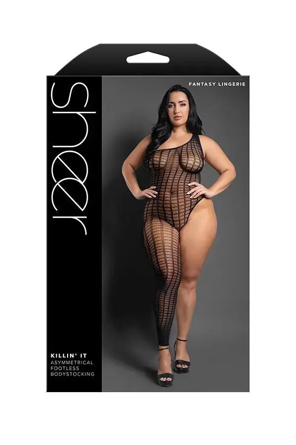 Killin It Asymmetrical Footless Bodystocking - Queen - Black – body-safe materials | Fu'Cha Exotics
