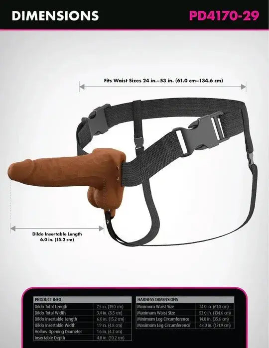Fantasy X-Tensions Elite 6" Vibrating Hollow Silicone Strap-on - Brown – body-safe materials | Fu'Cha Exotics