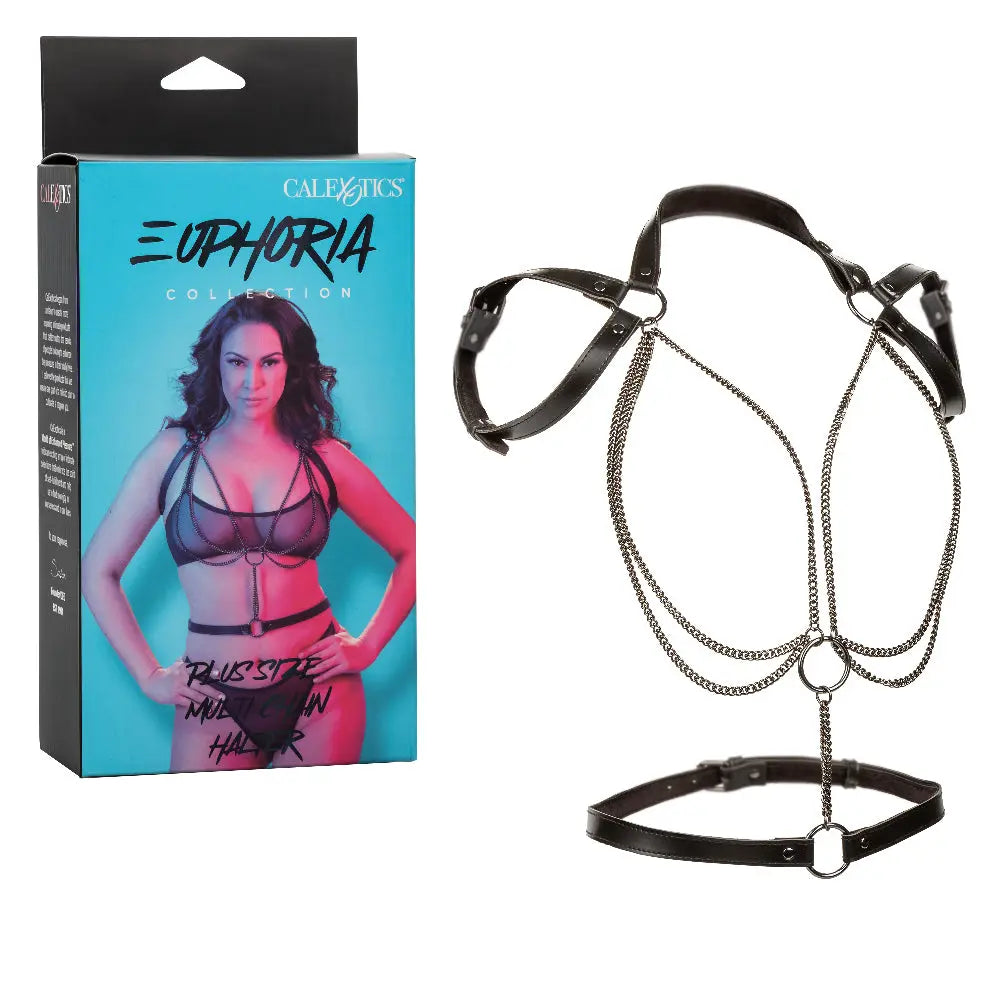 Euphoria Collection Plus Size Multi Chain Halter - Black – body-safe materials | Fu'Cha Exotics