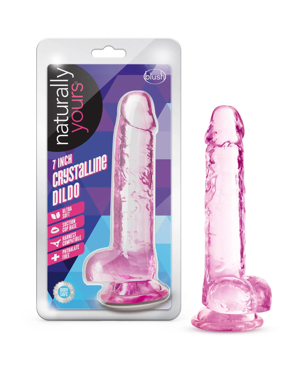 Naturally Yours - 7 Inch Crystalline Dildo - Rose – body-safe materials | Fu'Cha Exotics