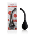 Black silicone curved booty massager with rounded tip