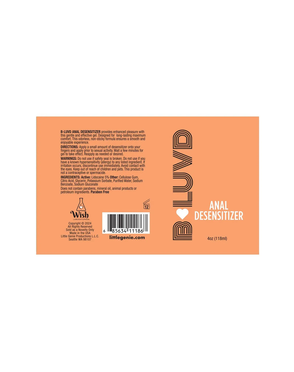 B-Luvd Anal Desensitizing Lubricant 4oz – body-safe materials | Fu'Cha Exotics