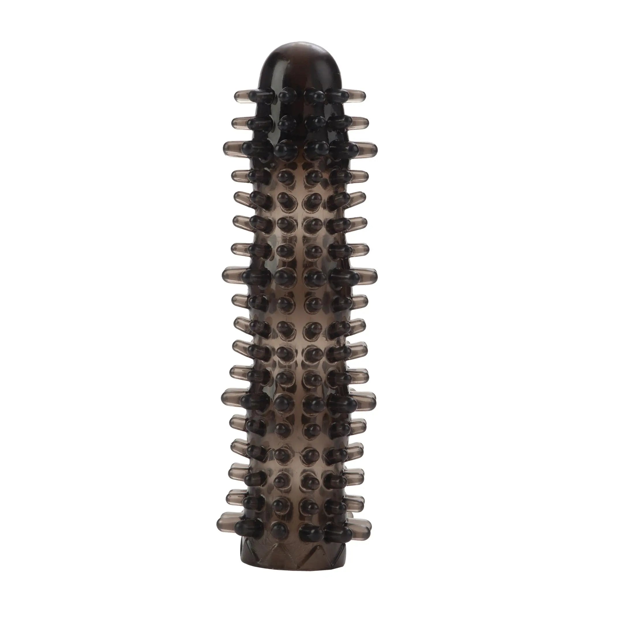 Adjustable hair extension sleeve in dark smoke with ridged spike design