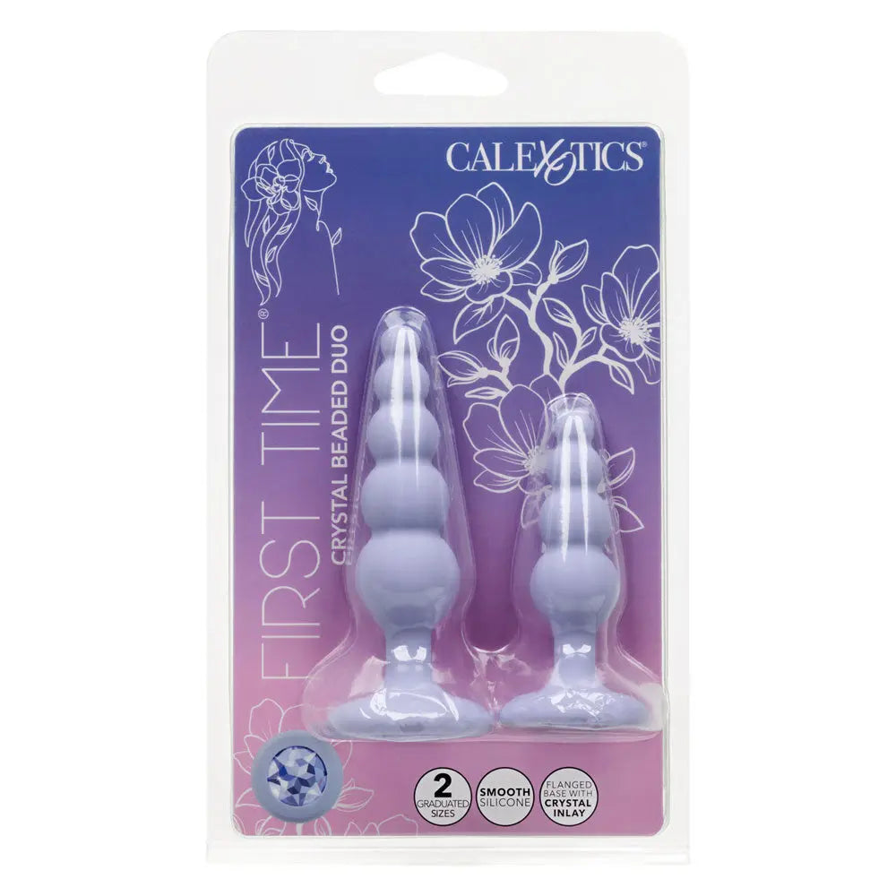 First Time Crystal Beaded Duo - Purple – body-safe materials | Fu'Cha Exotics
