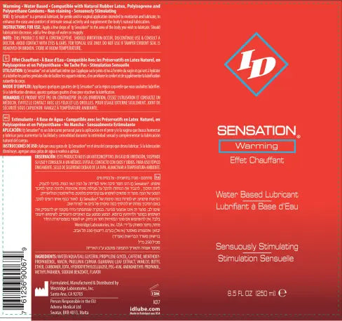 ID Sensation Warming Water Based Lubricant 8.5 Oz – body-safe materials | Fu'Cha Exotics