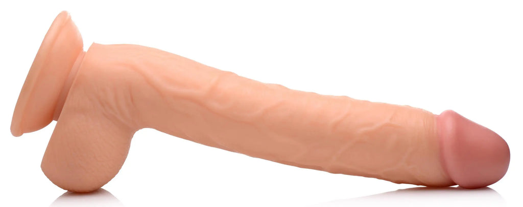 Long Logan 10 Inch Dildo With Balls - Light – body-safe materials | Fu'Cha Exotics