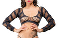 Horizontal Stripes Mesh Crotchless Leggings - One Size- Black