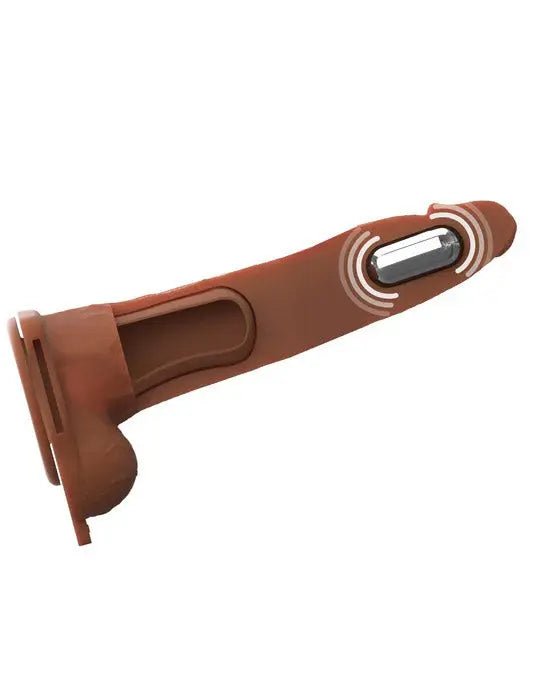 Fantasy X-Tensions Elite 8" Vibrating Hollow Silicone Strap-on - Brown – body-safe materials | Fu'Cha Exotics