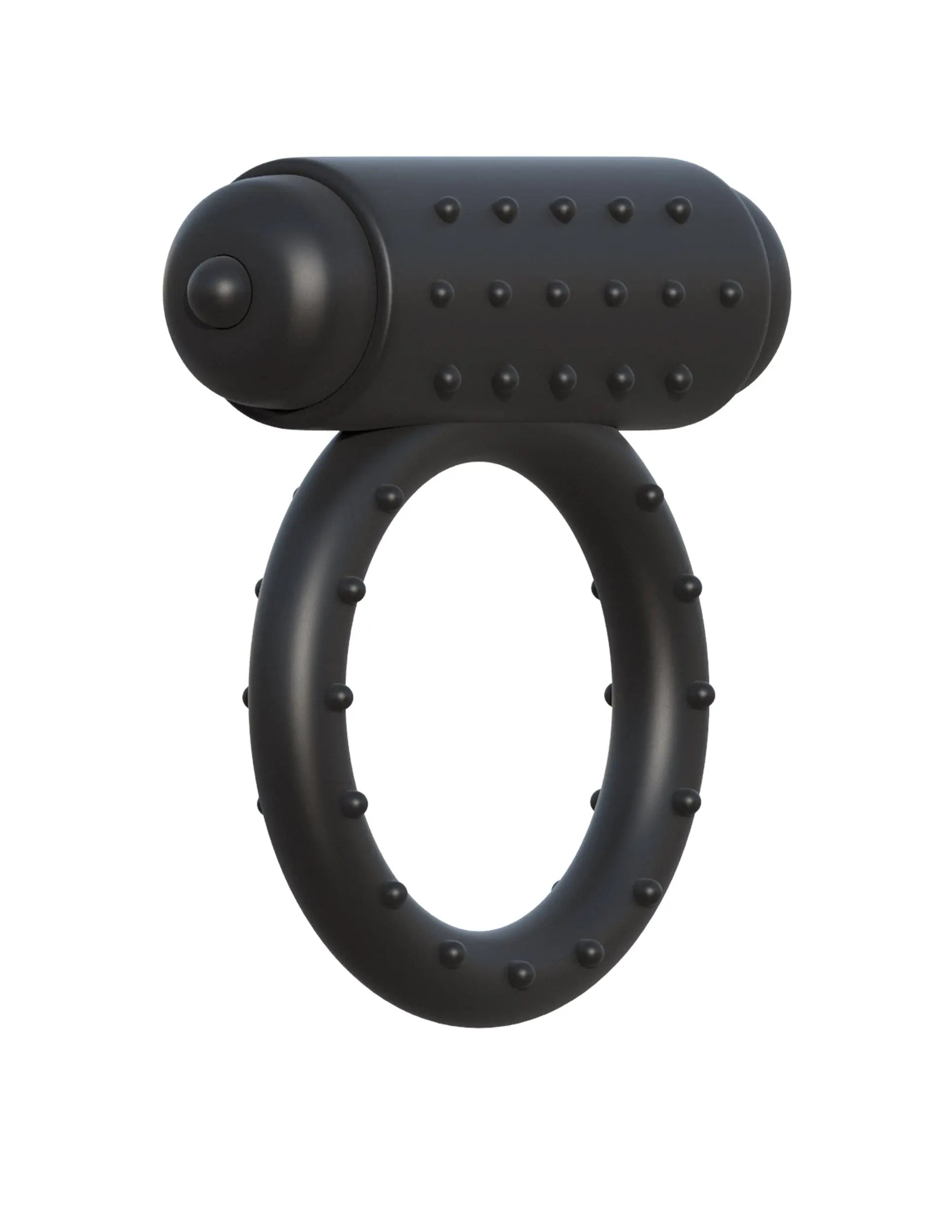 Black padded C-ring with studded texture and round knob end