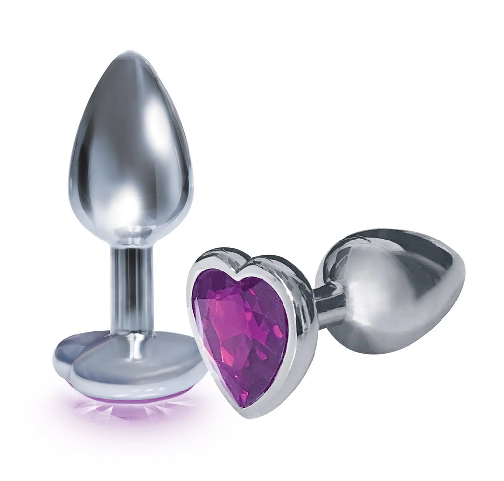 The 9's the Silver Starter Heart Bejeweled Stainless Steel Plug - Violet – stainless steel | Fu'Cha Exotics