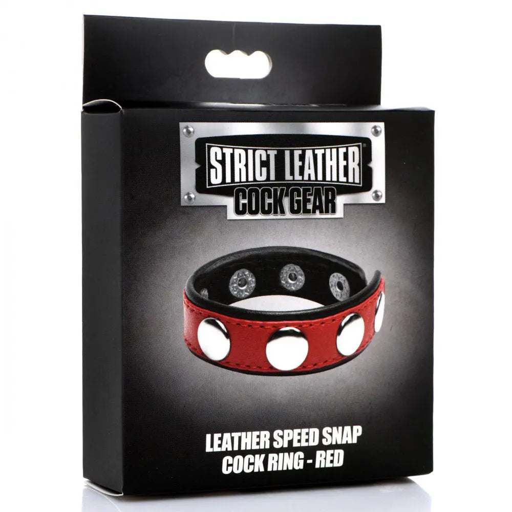 Cock Gear Leather Speed Snap Cock Ring - Red – body-safe materials | Fu'Cha Exotics