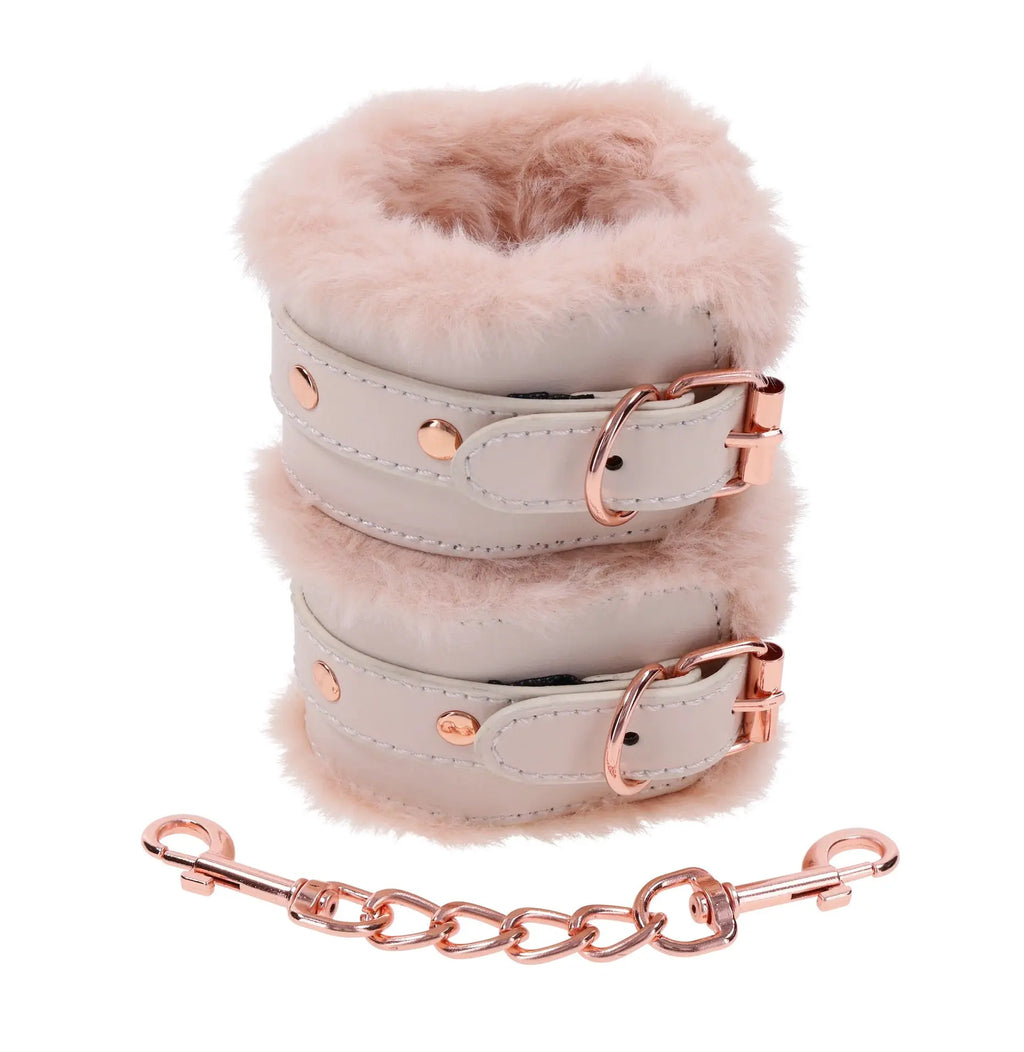 Peaches N Creame Fur Handcuffs - Pink – genuine leather | Fu'Cha Exotics
