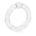 Clear beaded ring with smooth round stones, flexible band