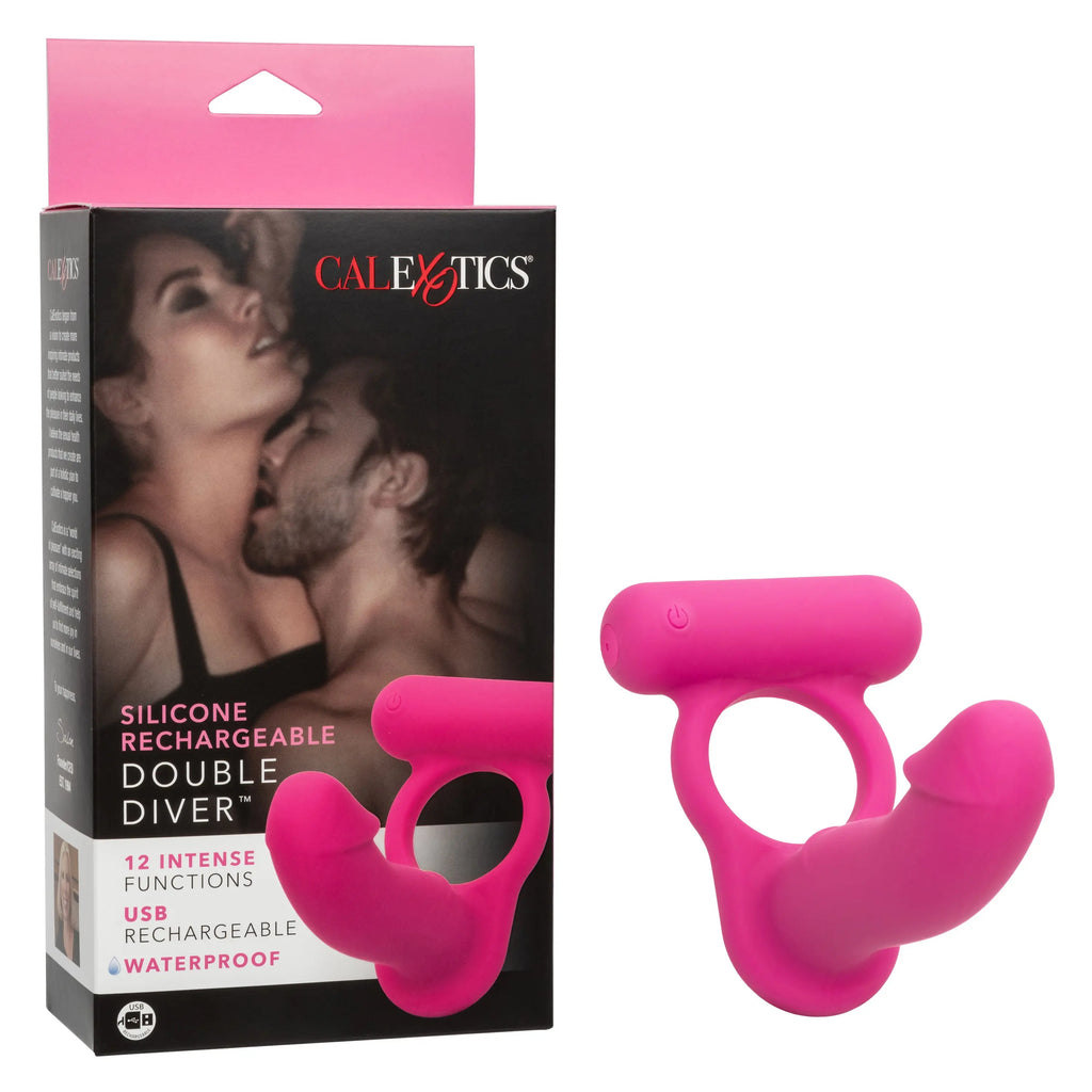 Silicone Rechargeable Double Diver - Pink – body-safe materials | Fu'Cha Exotics