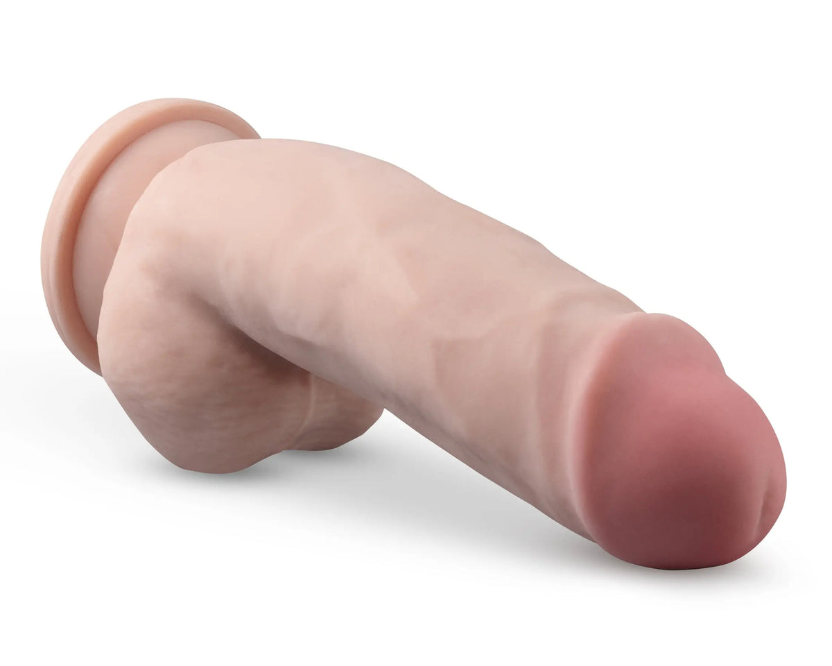 Dr. Skin Plus - 7 Inch Girthy Posable Dildo With Balls - Vanilla – body-safe materials | Fu'Cha Exotics