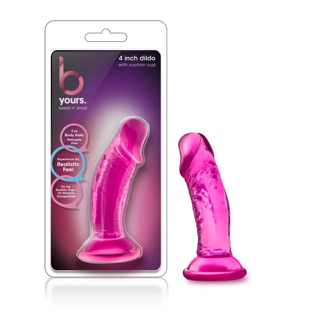 B Yours - Sweet n' Small 4 Inch Dildo With Suction Cup - Pink – body-safe materials suction stimulation | Fu'Cha Exotics