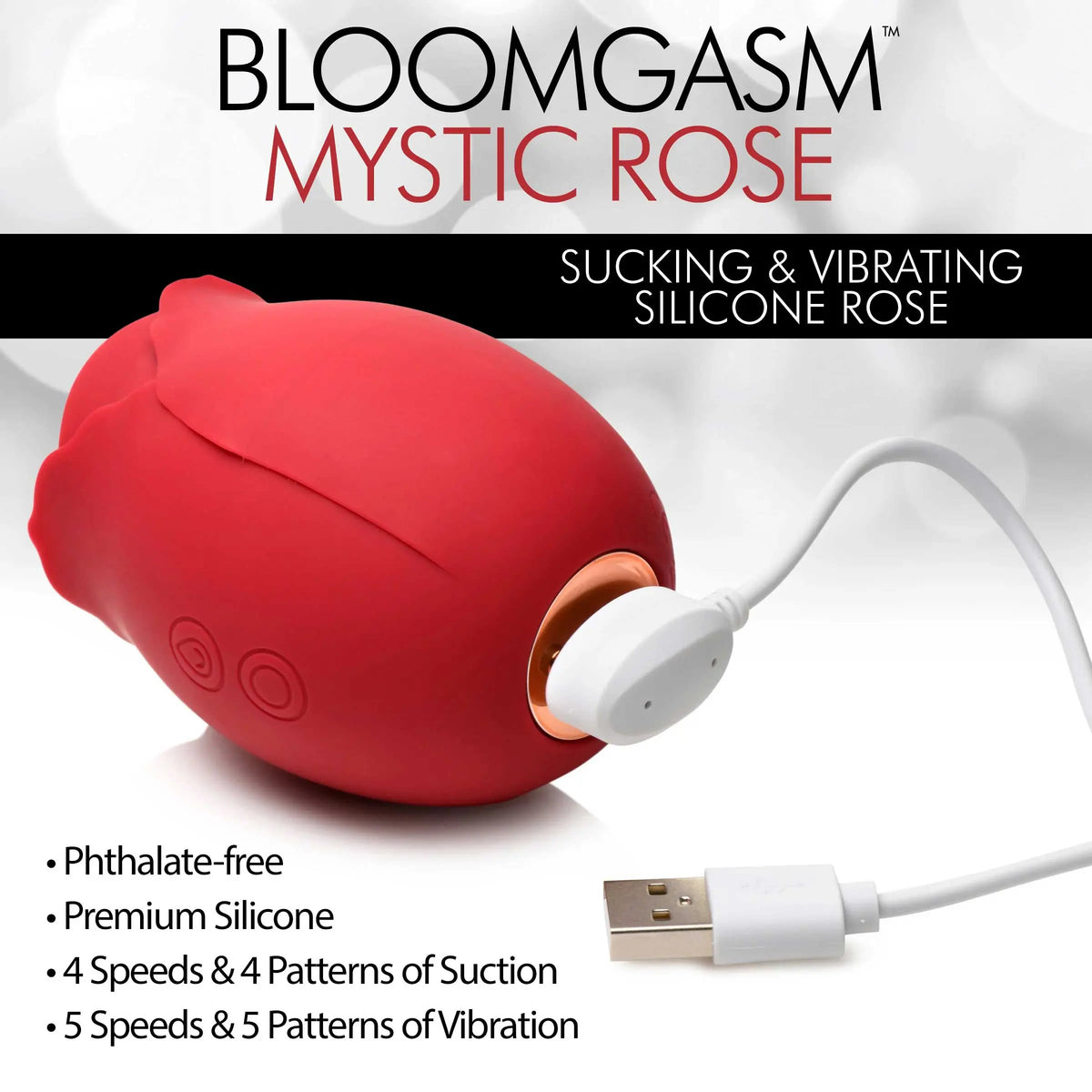 Mystic Rose Sucking and Vibrating Silicone Rose - Red – body-safe materials | Fu'Cha Exotics