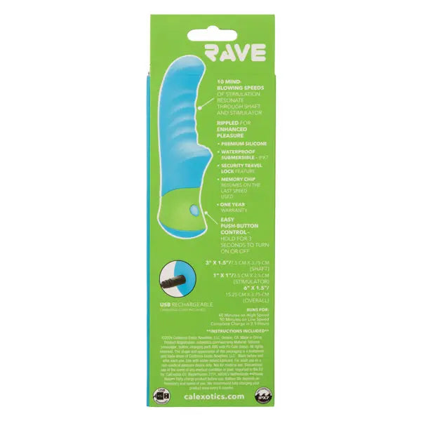 Rave Ridged-G - Blue – body-safe silicone fully waterproof | Fu'Cha Exotics