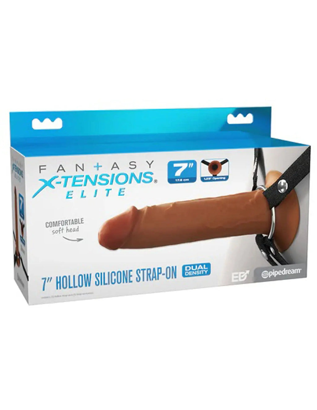 Fantasy X-Tensions Elite 7" Silicone Hollow Strap Dual Density - Brown – body-safe silicone | Fu'Cha Exotics
