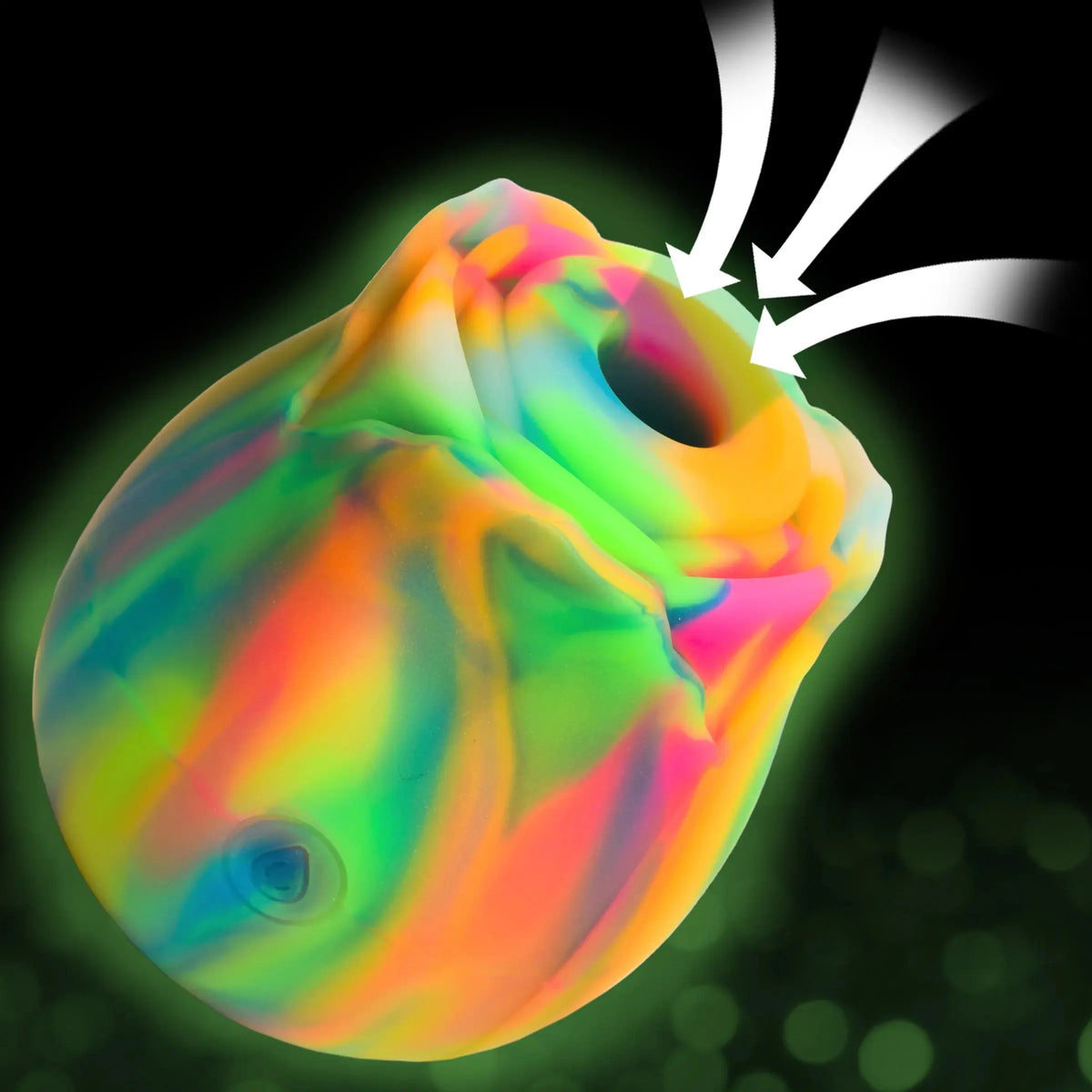 Glow Rose Glow-in-the-Dark Rose Clit Stimulator - Rainbow – body-safe materials | Fu'Cha Exotics