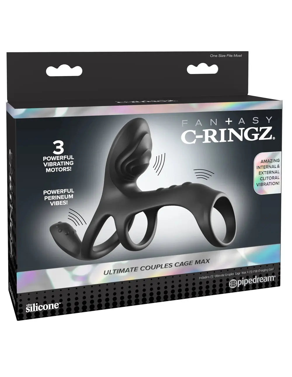 Fantasy C-Ringz Ultimate Couples Cage Max - Black – body-safe silicone fully waterproof | Fu'Cha Exotics