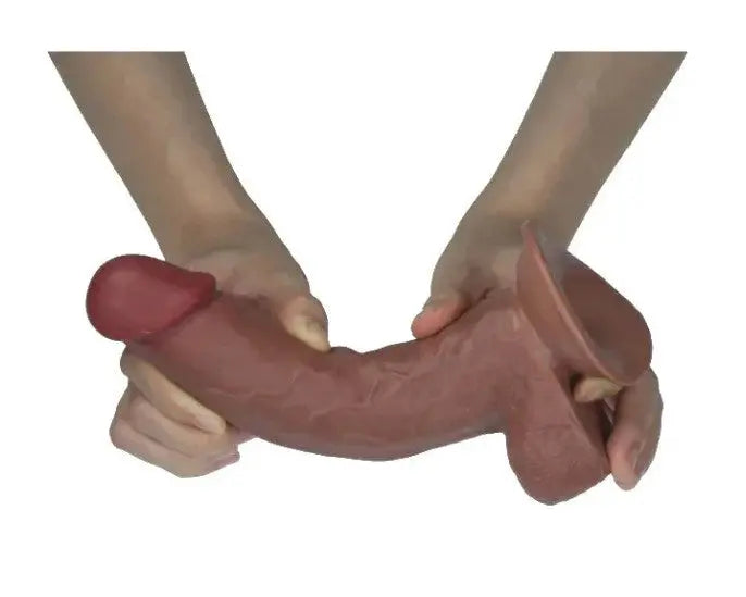 Real Skin 7.5" Dual Layer Dildo - Light Brown – body-safe materials | Fu'Cha Exotics